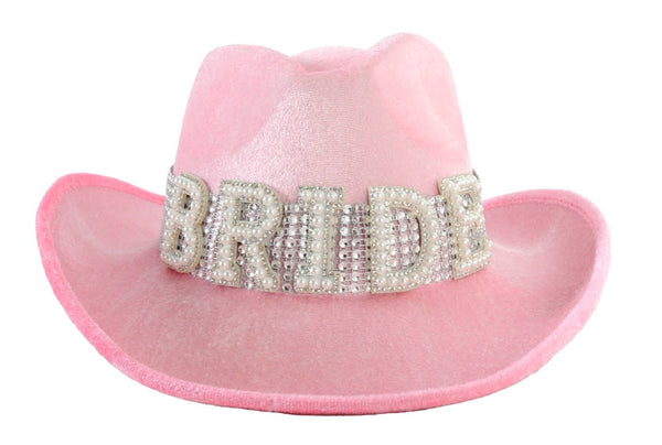 Metallic Bride Cowboy Hat -Light Pink